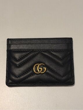 Gucci Marmont Quilted Card Case with Gold Double G Emblem